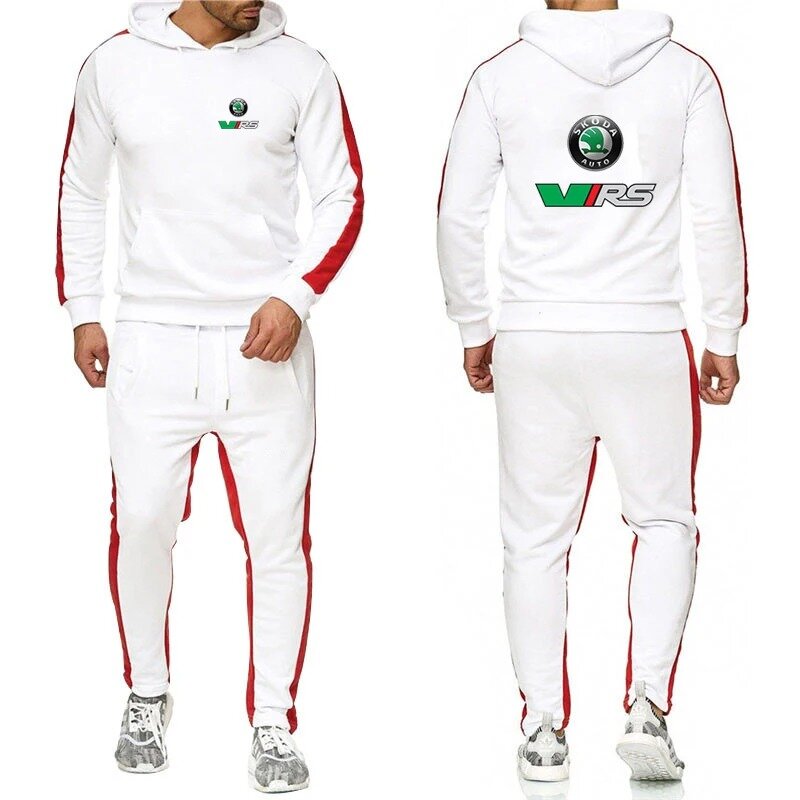 Skoda Rs Vrs Motorsport Graphicorrally Wrc pria balap musim semi musim gugur hoodie + celana olahraga warna Solid nyaman setelan