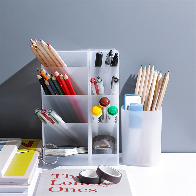 2022 caneta de mesa titular lápis organizador de maquiagem desktop organizador para cosméticos caixa de armazenamento plástico escola escritório kawaii papelaria