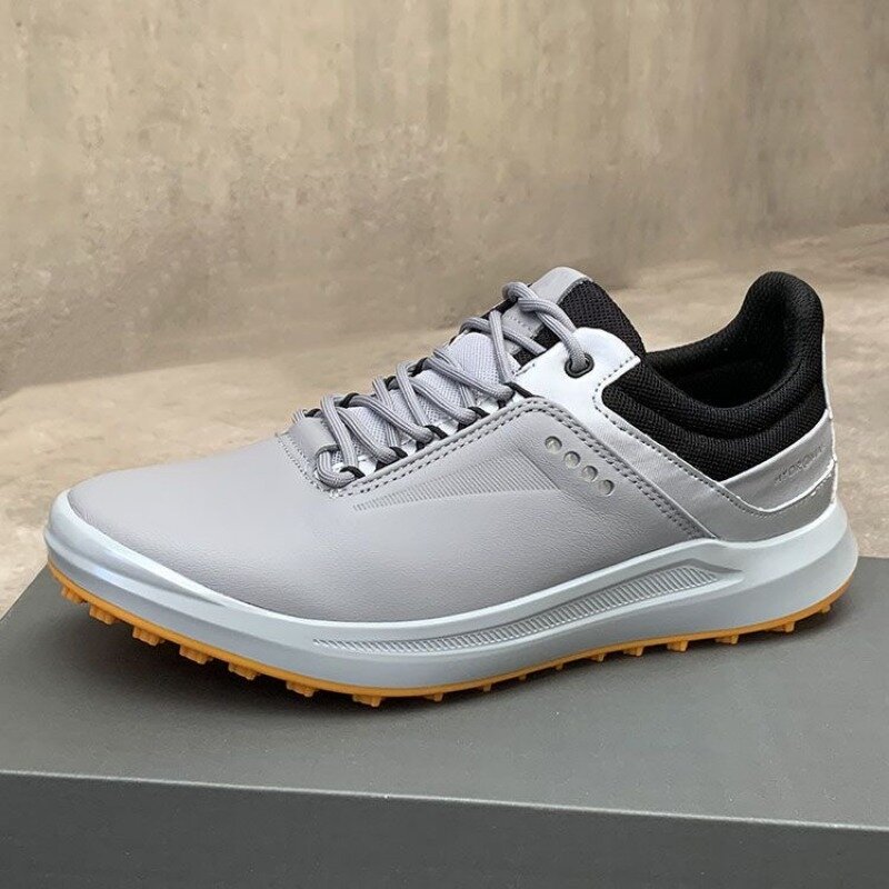 Chaussures de golf coordonnantes en cuir véritable pour hommes, baskets de sport, chaussures de sport, noir, gris, entraînement, offre spéciale, 2024
