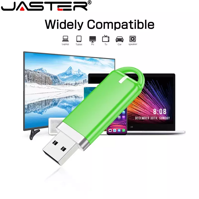 JASTER stik memori plastik merah, Flash Drive 128GB 64GB tahan air USB 32G kecepatan tinggi 2.0 16GB hadiah bisnis