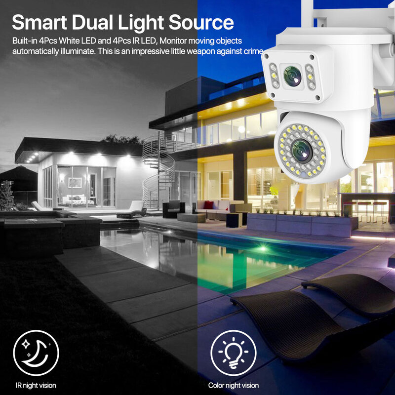 LLN2-Caméra de surveillance extérieure PTZ IP WiFi HD 2K/4MP, dispositif de sécurité sans fil, avec vision nocturne en couleur, suivi par IA et protocole ONVIF