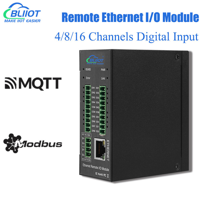 Industriële Automatisering 4/8/16 Kanalen Digitale Ingang Remote Ethernet I/O Module Ondersteuning High-Speed Puls Teller