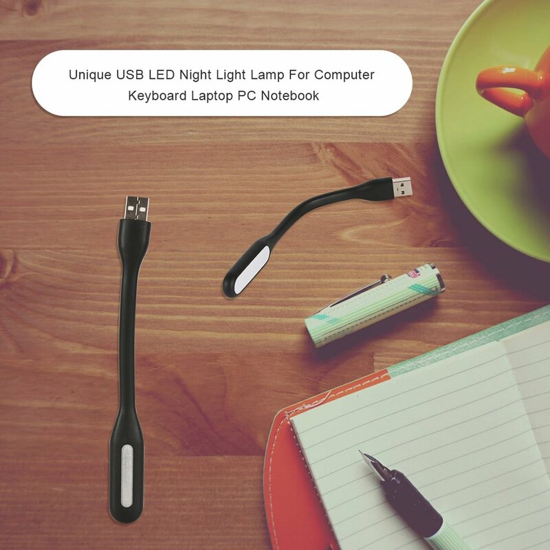 Lampu baca buku LED USB 5V, lampu meja Travel Mini untuk Power Bank PC Notebook Laptop fleksibel lampu malam dapat ditekuk
