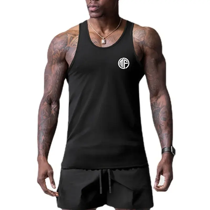Heren O-hals Mesh Fitness Tank Top Kleding Merk Snelle Droge Vest Tshirt Training Gym Muscle Mouwloze Singlets