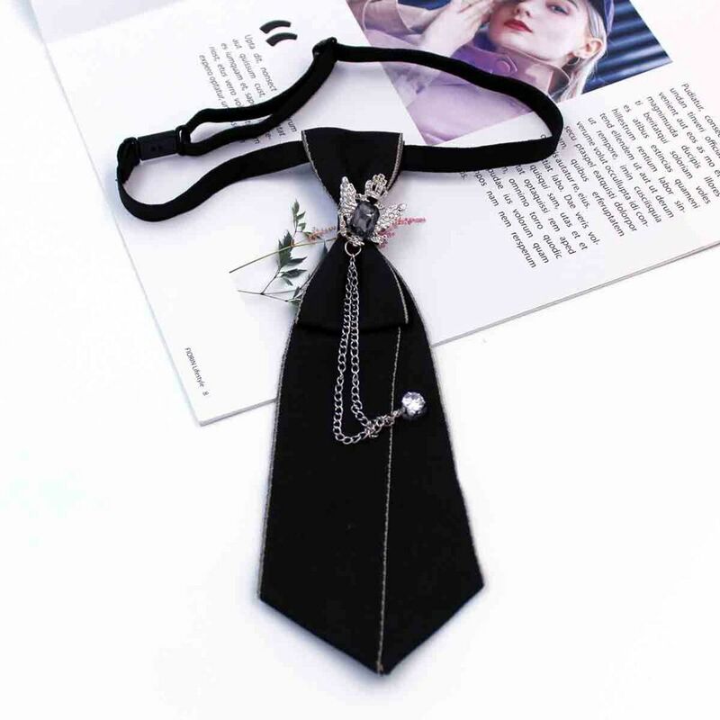 Elegante laço JK gravatas de corrente para homens e mulheres, asas de cristal vintage, laços escolares, laços uniformes no pescoço, novos