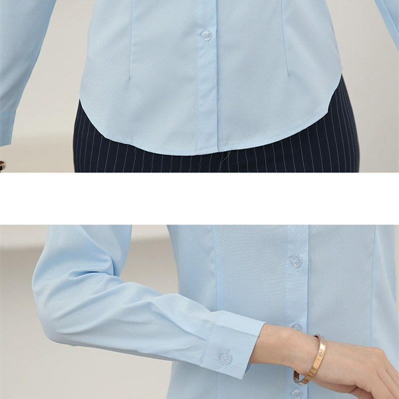 Korean Fashion Frauen Shirts Weiß Shirt Frauen Langarm Shirts Tops Büro Dame Grund Hemd Blusen Plus Größe Frau Bluse 5XL