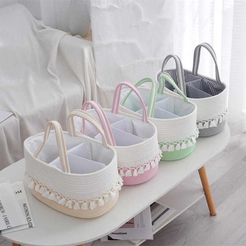 Multifunctional Travel Out Portable Mommy Bag Cotton Rope Diaper Bag Diaper Storage Bag Baby Diaper Storage Basket