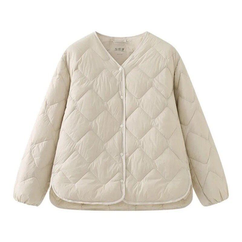 Chaqueta ultraligera de plumón de pato blanco para mujer, abrigo cálido con diamantes, cuello redondo, moda coreana, invierno, 90%