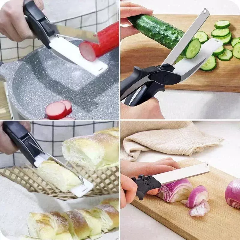 Gunting dapur fungsional gunting pemotong pintar 2 dalam 1 pisau potong makanan gunting sayuran alat bantu yang baik di dapur