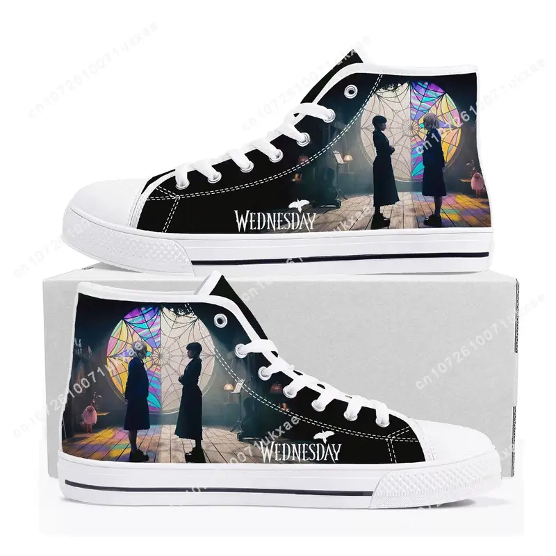 W-Wednesdays A-Addams High Top High Quality Sneakers Mens Womens Teenager Canvas Sneaker Custom Made Shoes Customize DIY Shoe