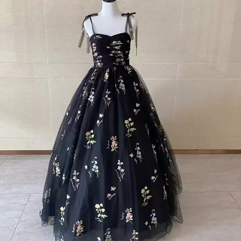Luksusowe kwiatowe hafty długie balowe wieczorowe ślubne sukienki damskie 2024 letnie przyjęcie formalne okazje przyjęcie sukienka