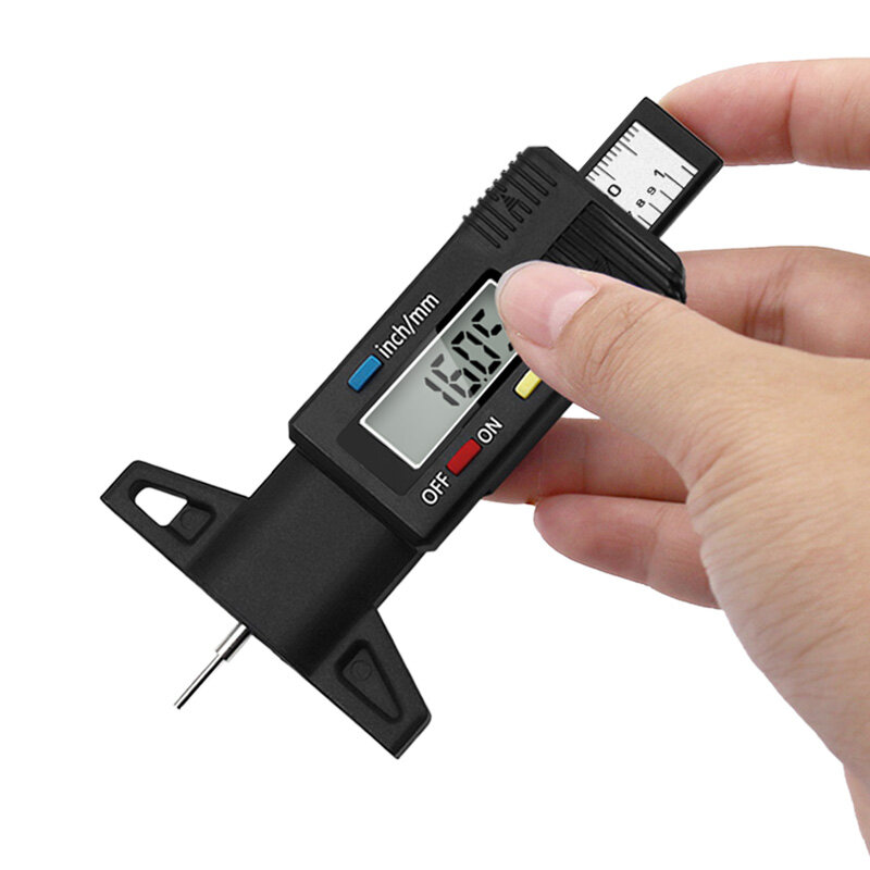 Medidor Digital de profundidad de la banda de rodadura para neumáticos de coche, medidor de espesor, detección de desgaste de neumáticos de automóvil, herramientas de medición, calibrador de profundidad