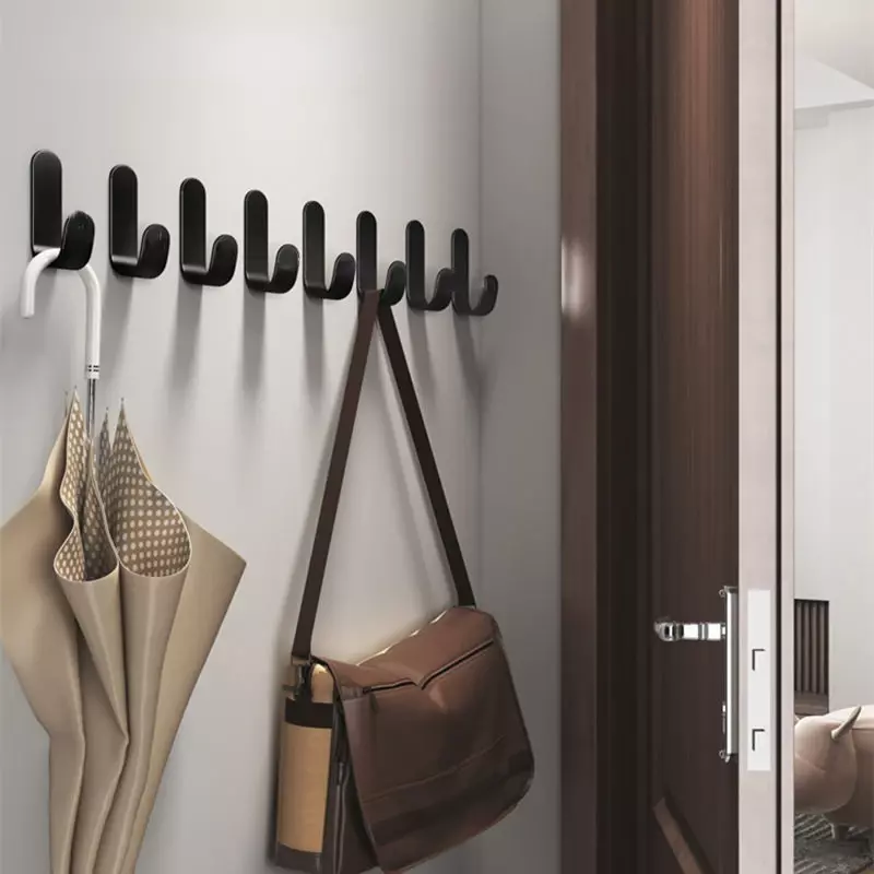 Rak gantungan dinding multifungsi, 6 buah kunci banyak kegunaan kait kain di belakang pintu kamar mandi, rak handuk jubah, rak perangkat keras dapur
