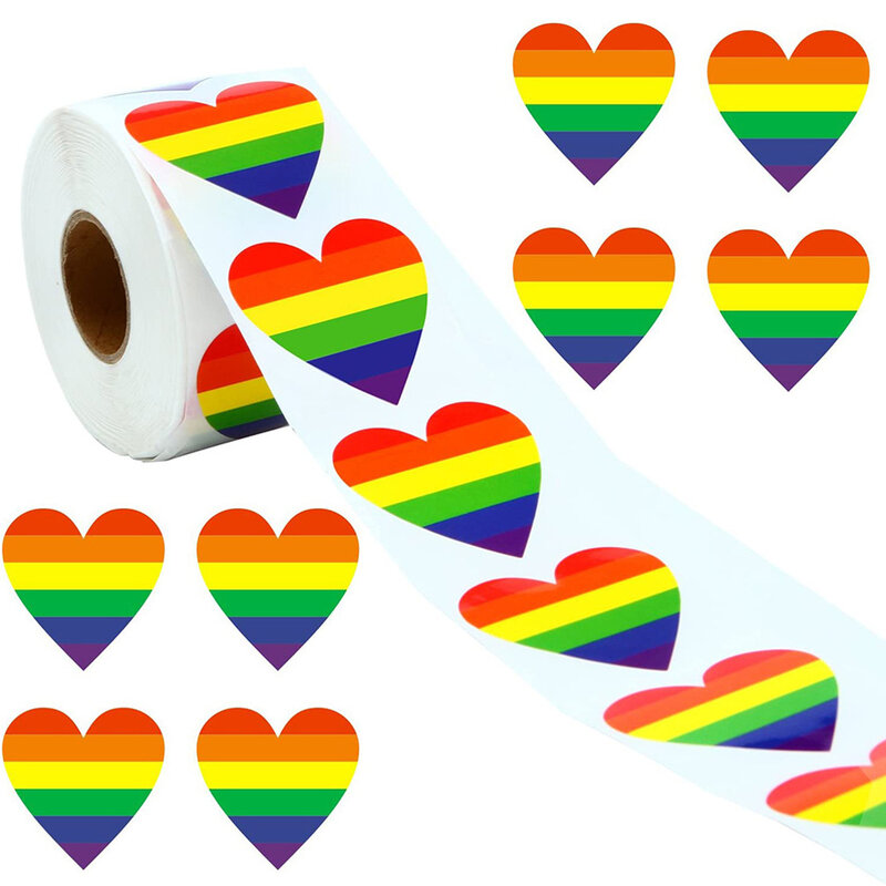 50-500 peça orgulho gay adesivos amor orgulho arco-íris adesivos amor coração cozimento adesivo 1 Polegada amor arco-íris coração em forma de fita
