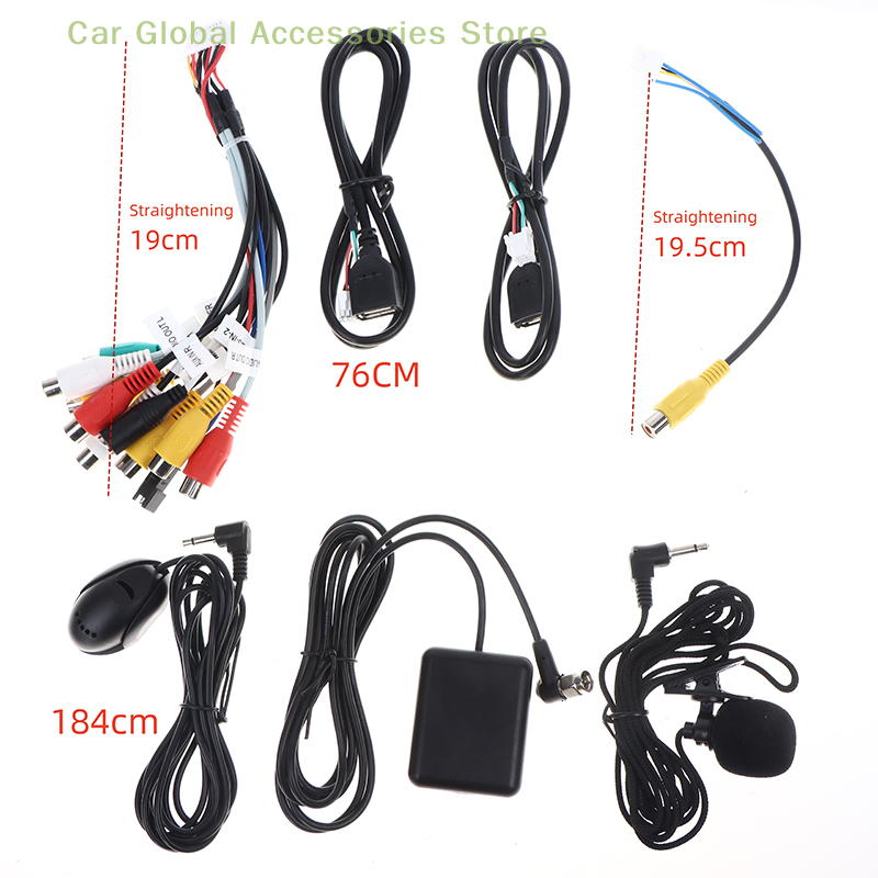 1/3/4/5PCS 4G wyjście anteny WiFi AUX RCA gniazdo karty SIM USB widok z tyłu kamera cofania GPS BT adapter samochodowy 20-pinowy kabel zasilający