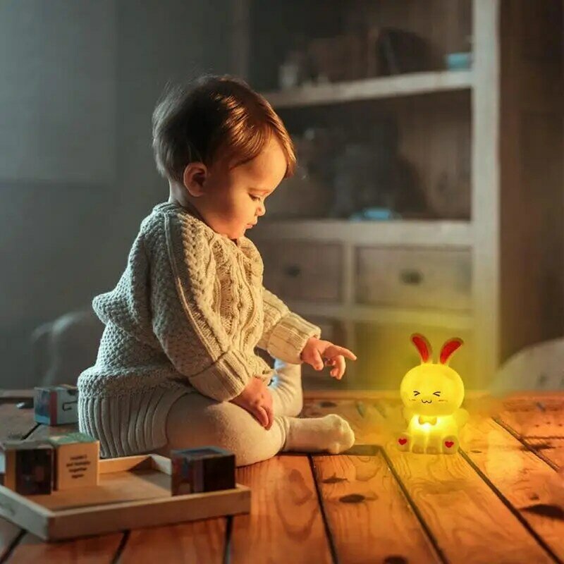 Silicone Coelho LED Night Light Animal bonito Luz Decoração do quarto Lâmpada de mesa Presente para o miúdo, Bebê, Criança, Decoração de casa