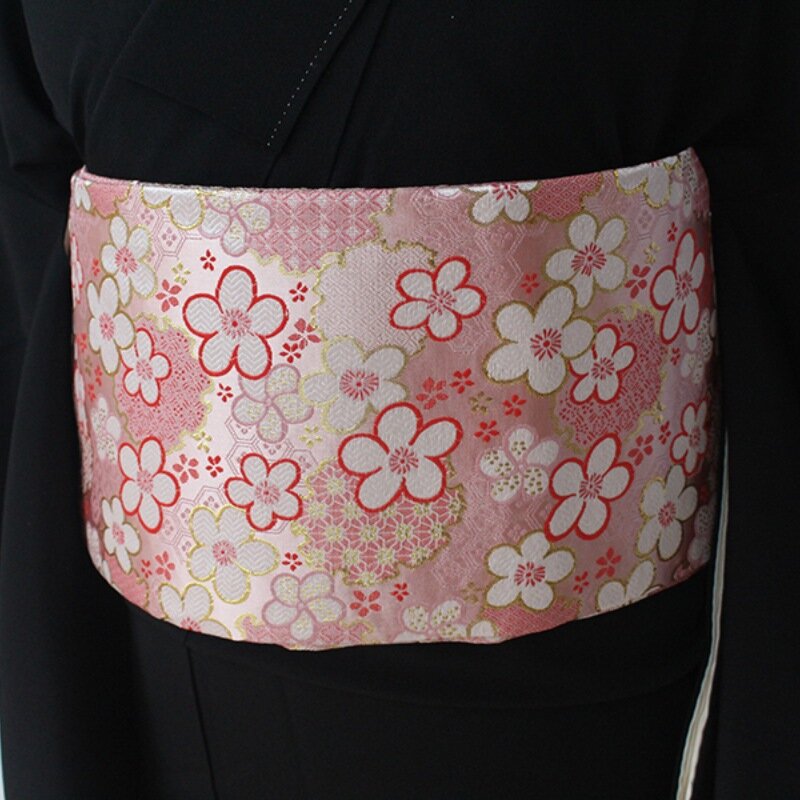 Obi – robe Kimono traditionnelle japonaise pour femmes, ceinture avec nœud papillon
