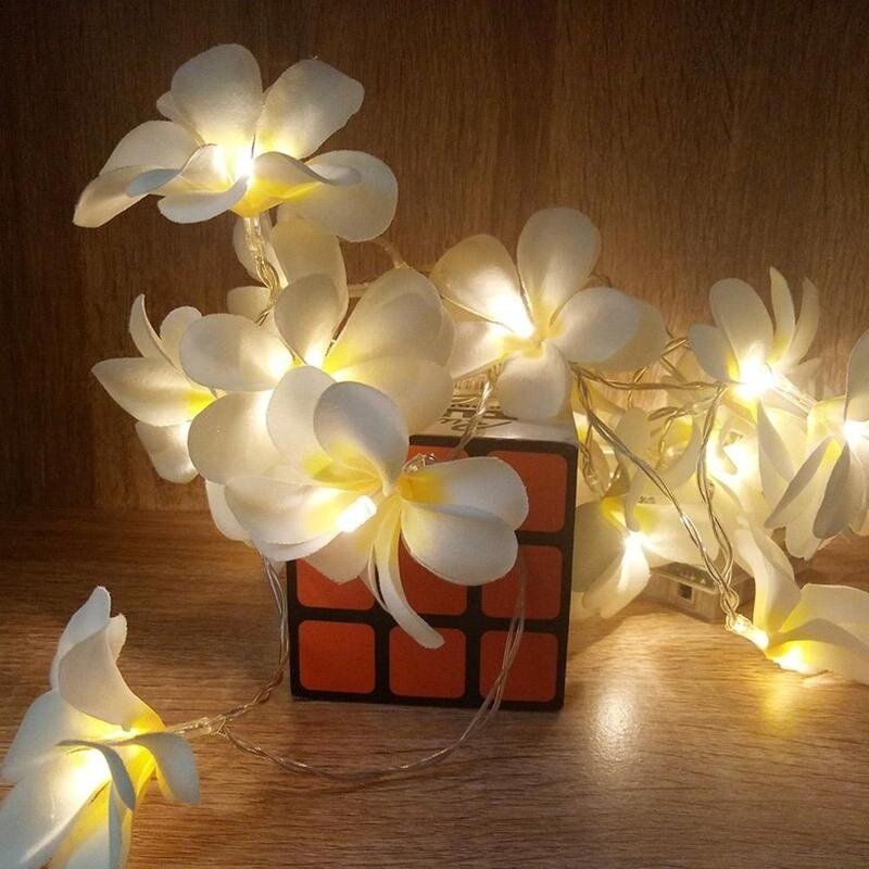 Criativo diy frangipani led luzes da corda aa bateria floral iluminação do feriado evento festa guirlanda decoração do quarto