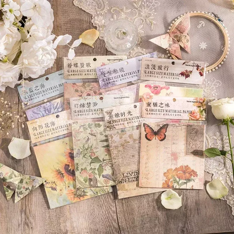 30 pz/pacco materiale carta Bouquet-like love series Retro letterary hand account base decorativa paper journal fornisce 8 stili