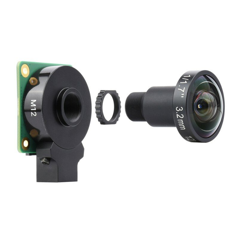 Waveshare-M12 Lente de alta resolução, 12MP, 160 ° FOV, 3.2mm Distância Focal, Compatível com Raspberry Pi, Câmera de alta qualidade