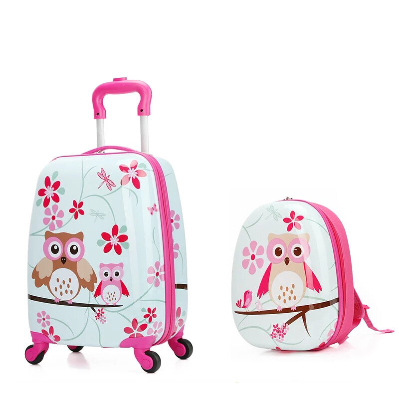 Bagages à roulettes 18/19/20 pouces avec dessin animé mignon pour enfants valise à roulettes pour étudiants, sac de voyage pour filles et garçons