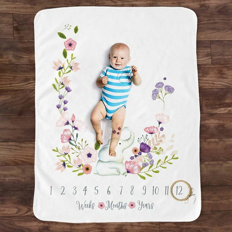 Newborn  Animal Pattern  Photography Prop Baby Monthly Milestone Blanket Record Growth Milestone Blanket