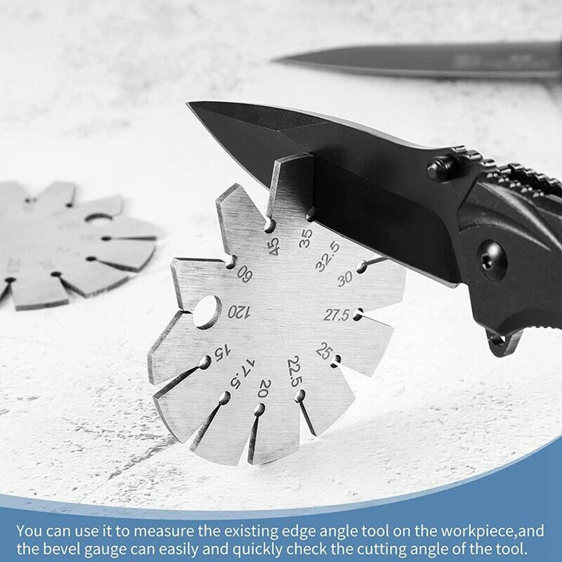 2X Bevel Gauge Axe Angle Gauge Round Shape Knife Angle Finder Knife Blade Angle Gauge 15-120° For Measuring Knife Angle Retail