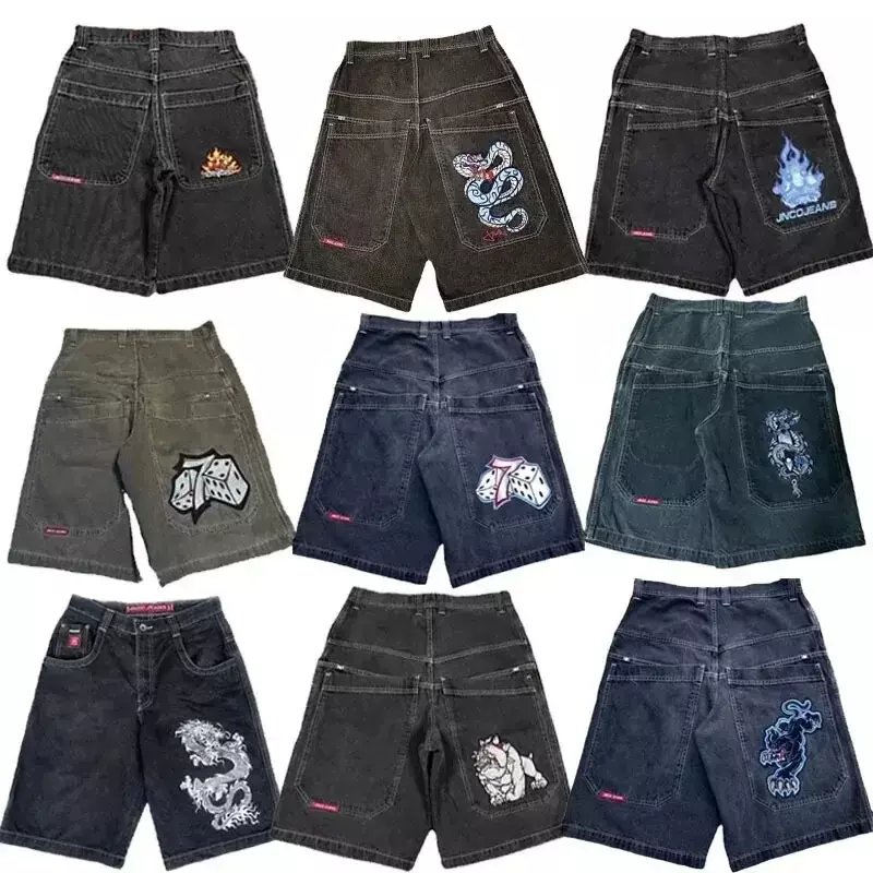 Pantalones vaqueros holgados para hombre, ropa de calle, pantalones cortos, monopatín, baloncesto, americano, Harajuku, Y2k