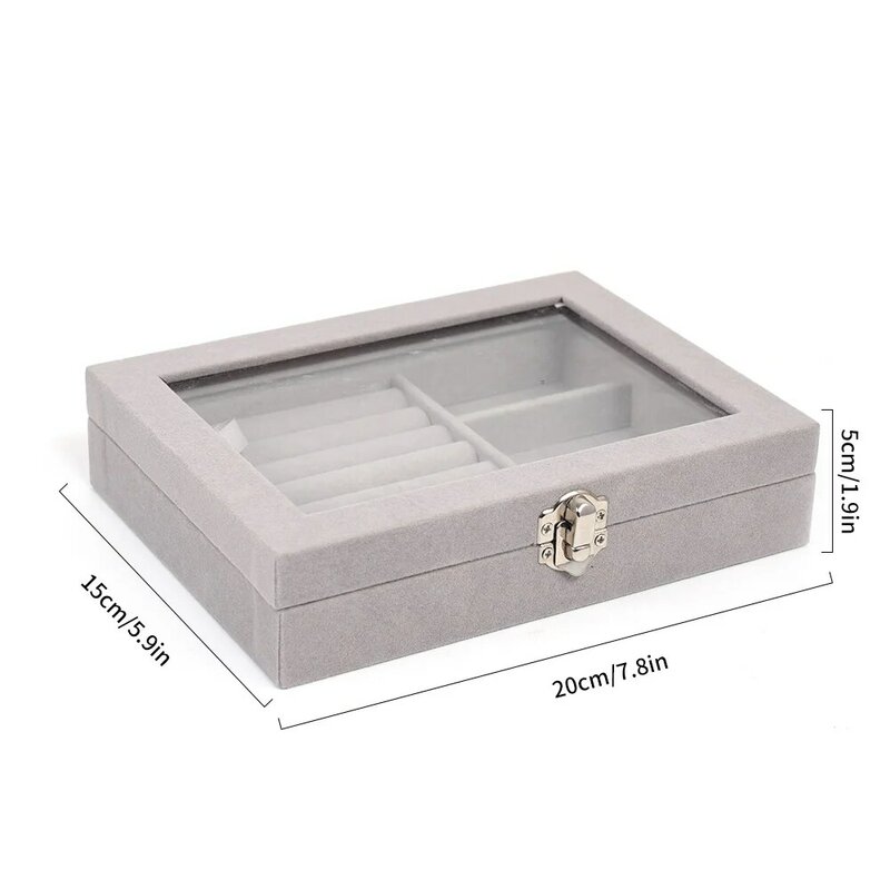 Scatola portagioie portatile in velluto grigio scatola portagioie espositore per gioielli scatola portagioie orecchino custodia per gioielli vetrina per imballaggio