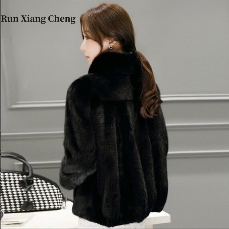 Manteau d'hiver en fausse fourrure pour femme, style court, une pièce, vison, 2023