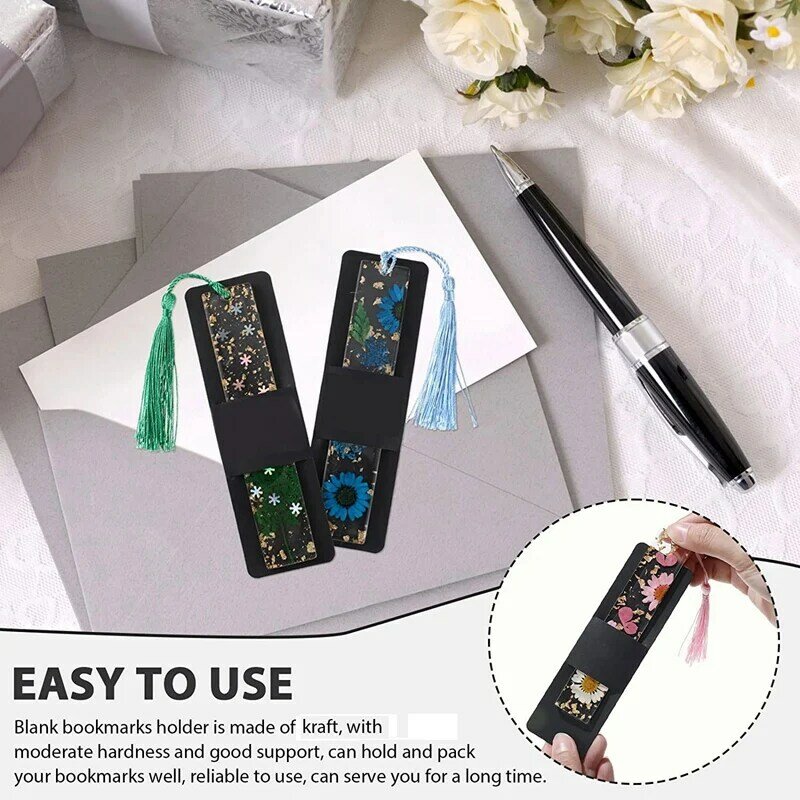 Resina Bookmark Holder Sleeves para Bookmark Embrulho, 5,9x1,8 polegadas, Kraft, 50 pcs