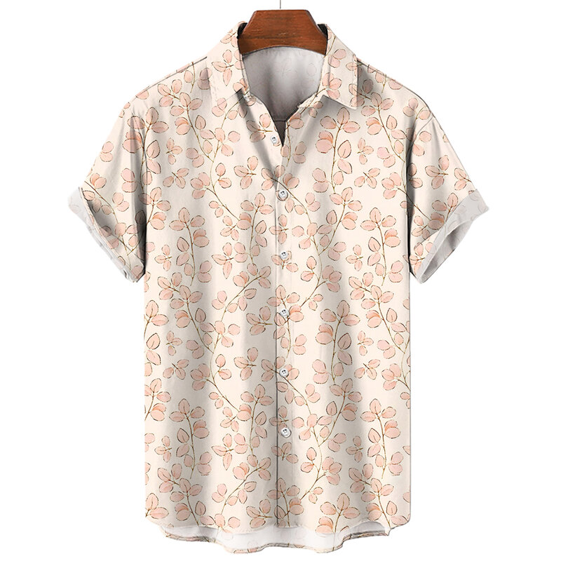 Camisas florais de manga curta masculinas, roupas havaianas, tops soltos, feriado, à beira-mar, social, lapela, 3D Print, vintage, verão, 2023