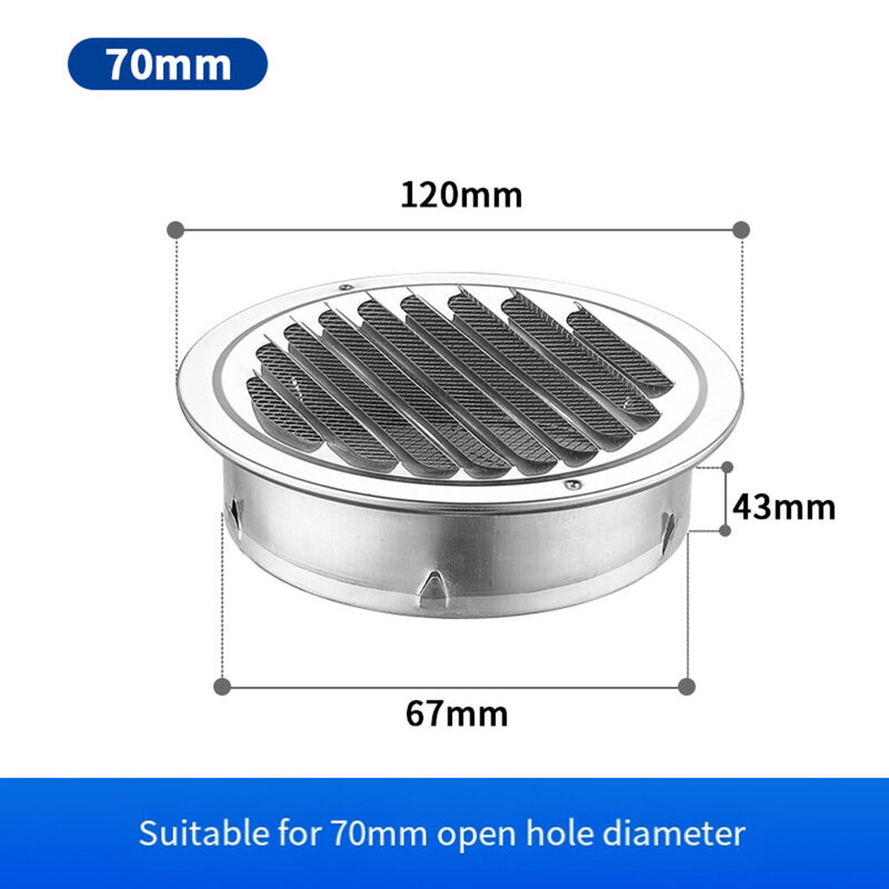 70-300mm Round Stainless Steel Vent Grille Exterior Wall Duct Ventilation Tool Exhaust Grille Cover Cooling Heating Vents Cap