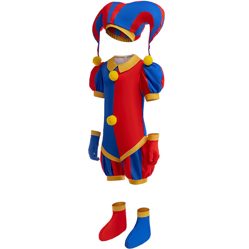 Das erstaunliche digitale Zirkus Pomni Kid Cosplay Kostüm für Kind Mädchen Junge Halloween Prinzessin 4pcs siut Karneval setzt Mädchen Cartoon