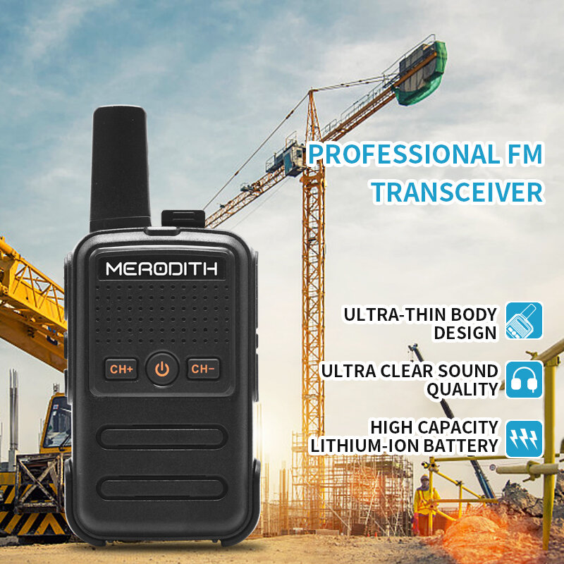 MERODITH C56 walkie talkie Mini 2 set, walkie talkie USB Tipe C telepon portabel radio 2 Profesional dan berburu kuat