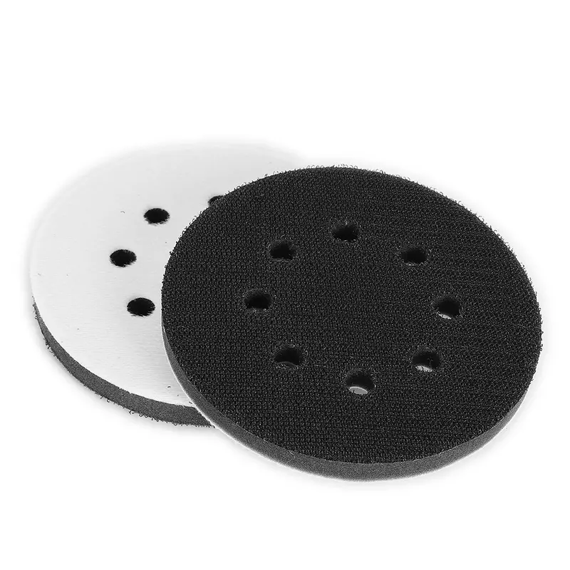 Almohadilla de interfaz de esponja suave de 8 agujeros para lijar, discos de lijado de gancho y bucle para pulido irregular, 2 piezas, 5 pulgadas (125mm)