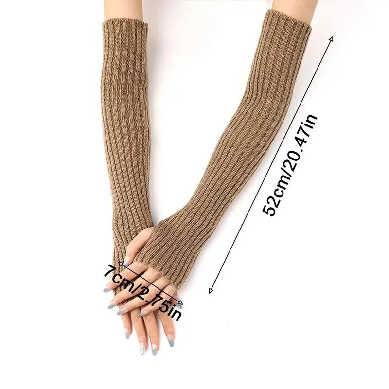 Women's Fashion Knitted Gloves Long Half-finger Winter Arm Warmer Comfortable Solid Gothic Knitted Gloves Clothing Accessories