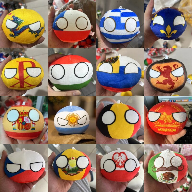 66 gaya 10cm bola Negara mainan mewah Polandball liontin bola negara boneka Countryball hadiah Hari anak-anak untuk anak-anak
