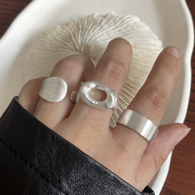 BF CLUB 925 Sterling Silver String cincin untuk wanita perhiasan hati jari terbuka buatan tangan Shinning cincin alergi untuk hadiah ulang tahun