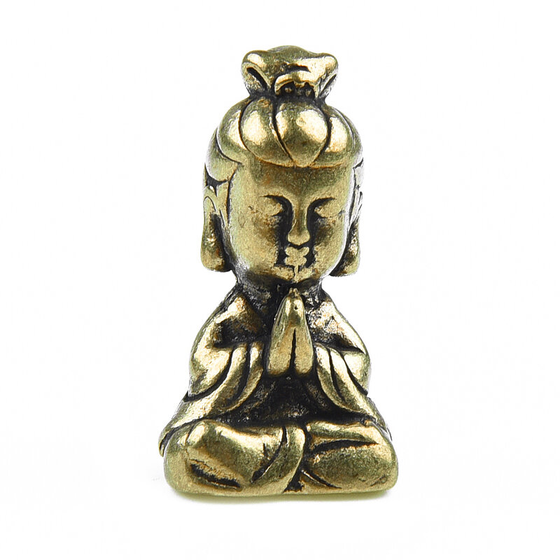 1pcs Solid Brass Buddha God Guanyin Mini Ornaments Small Statue Figurine Miniature Sculpture Home Table Decoration Crafts
