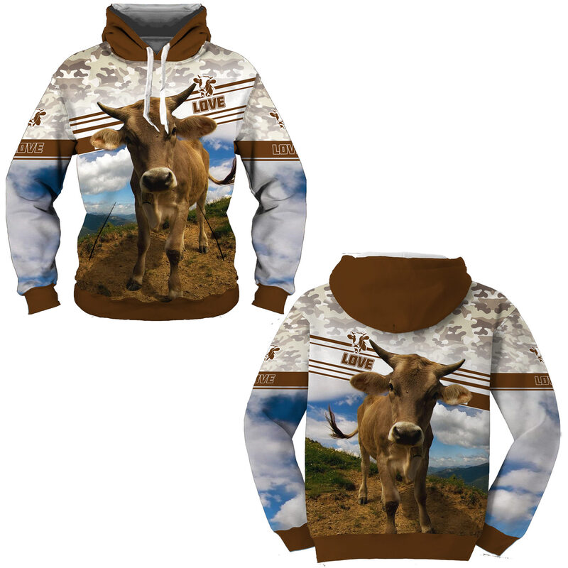 Animal gado 3d impresso moletom com capuz moletom masculino moda casual engraçado pullovers hip hop hoodies
