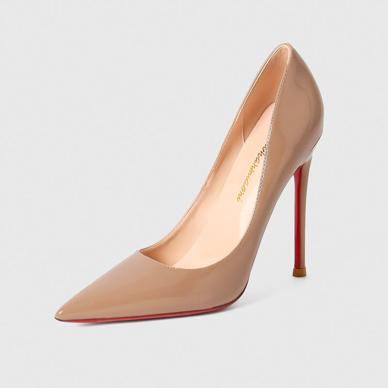Mulheres sapatos de salto alto vermelho brilhante bottoms marca bombas nu preto patente couro 8cm 10cm 12cm sexy apontou toe sapatos de casamento grande