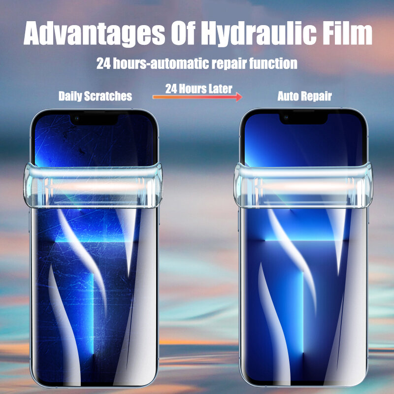 Cubierta completa de película de hidrogel para iPhone, Protector de pantalla para iPhone 11, 12, 13, 14, 15 Pro Max, 14, 15 Plus, XS MAX, 4 unidades