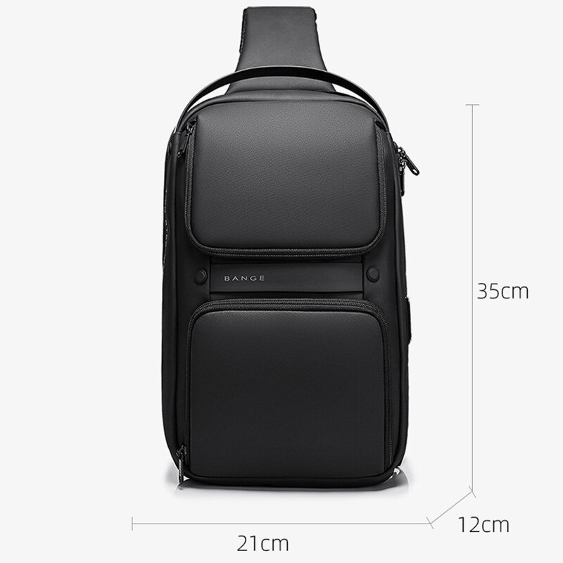 BANGE 업그레이드 TPU 대용량 다기능 크로스바디 남성용 가방, USB 숄더백, 방수 여행 체스트백, 브랜드 신제품
