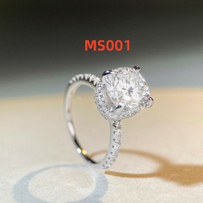 925 prata moissanite anel de diamante para mulheres anel de noivado clássico presente de casamento a65