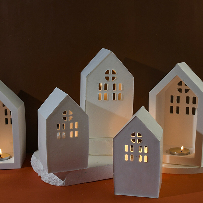 Concreto Candlestick Silicone Mold, DIY Tea Light Holder, Cimento Palaster Mold, House Design, Decoração de casa Moldes