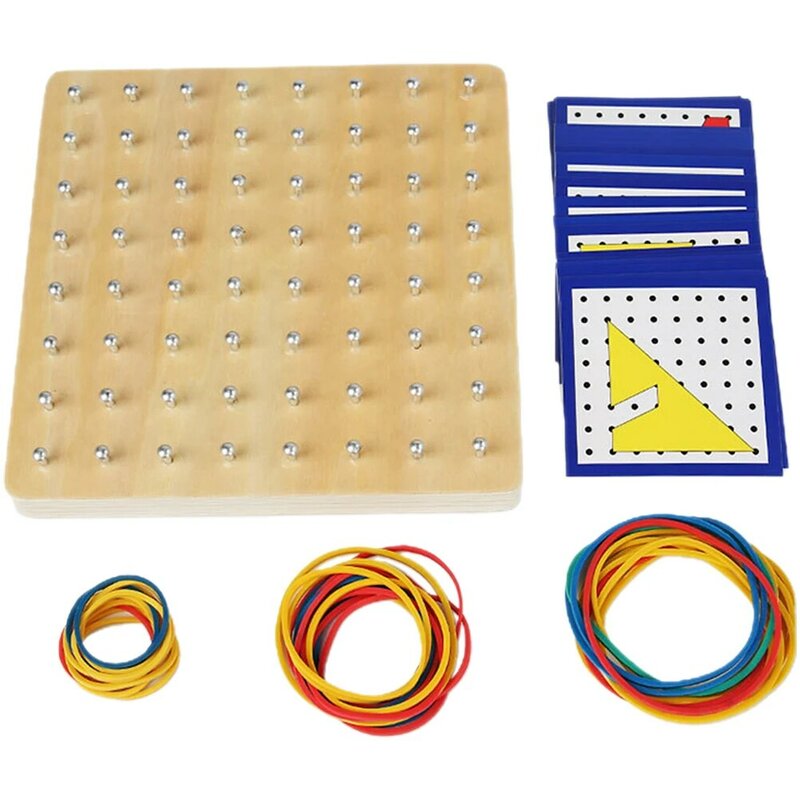 1 Set Of Educational Nail Plate Geometry Geoboard Puzzle Board Geometric Mathematical Education Toy  Board W/ 4 Marker Pens