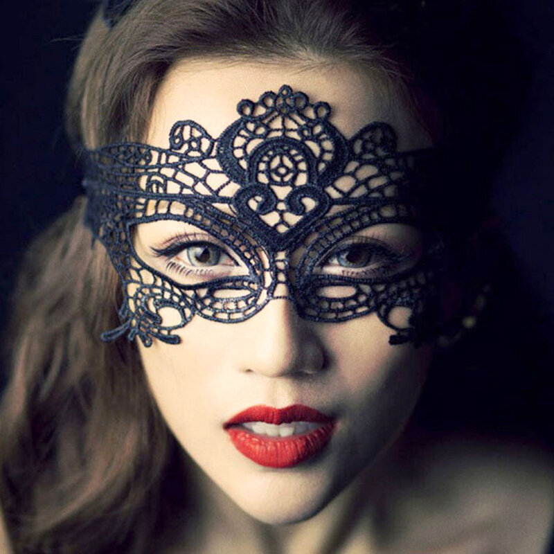 Máscara de ojos veneciana de encaje Sexy para fiesta de Halloween, accesorios de disfraces, máscara facial hueca de encaje negro para mujer