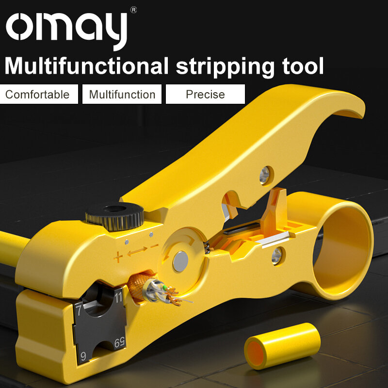OMAY Multi-Functional Coax Coaxial เครื่องมือสำหรับ UTP/STP RG59 RG6 RG7 RG11 Universal Cable Stripper คีมตัด