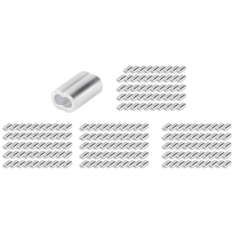 200PCS 1/16 Inch Cable Ferrule Set Aluminum Alloy Crimping Loop Sleeve for Wire Rope